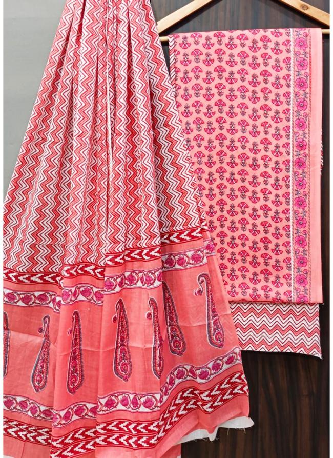 Cotton Pink Casual Wear Printed Salwar Suit